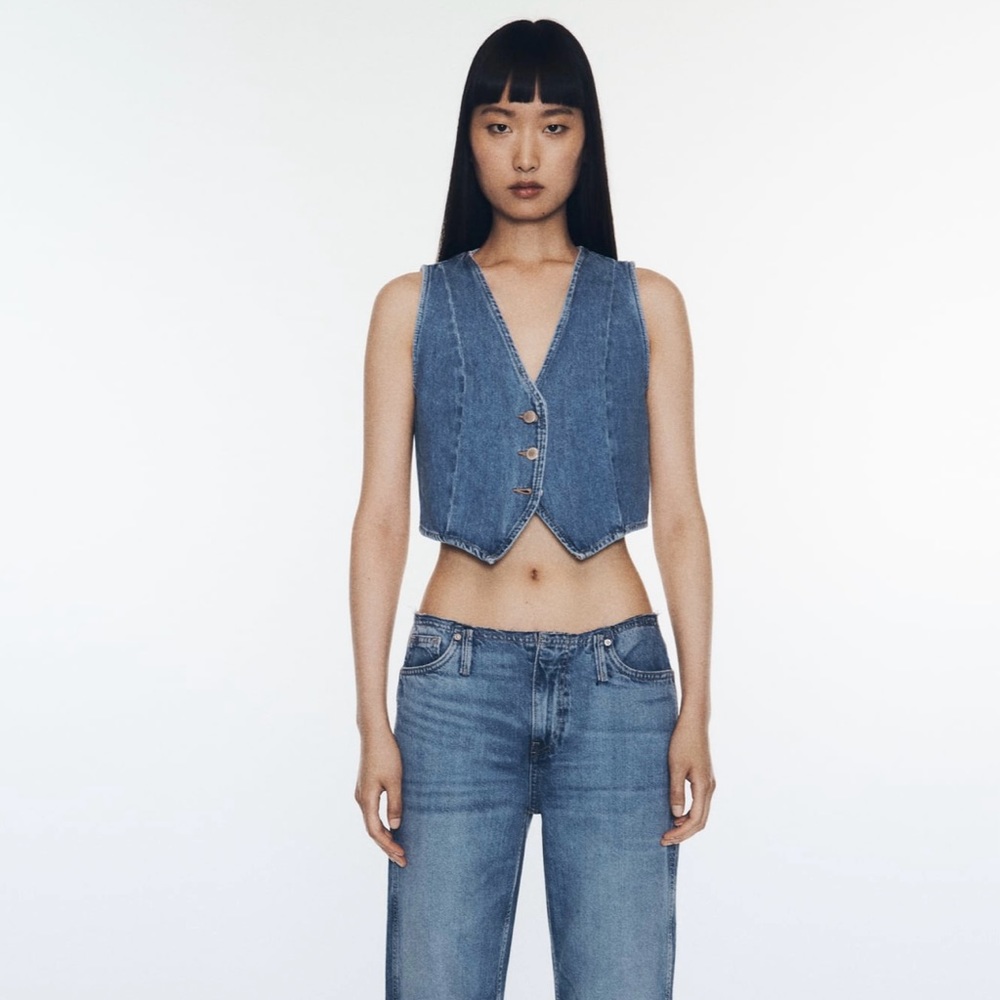 Zara Cropped Denim Vest